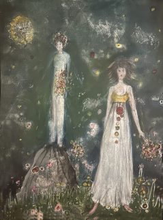 Couple-Holding-Flowers-on-Mountain